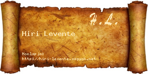 Hiri Levente névjegykártya